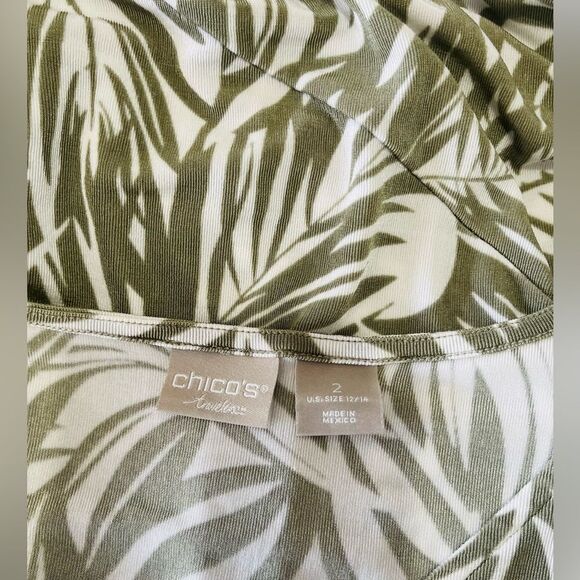 Chico’s Travelers maxi Dress Tropical print Green Wrinkle Free comfy Women’s L - Picture 8 of 8